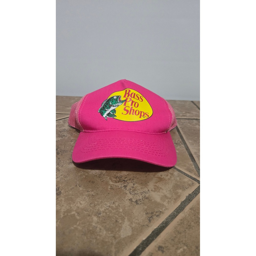 Bass Pro Shops Trucker Hat Pink Mesh Snapback Cap One Size Universal Logo Hat